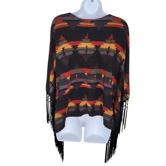 Wrangler Southwest Print Fringe Open Front Cardigan Size Medium - Picture 2 of 5